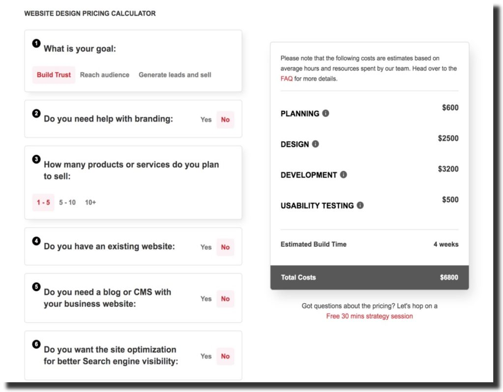 Pricing Calculator‍