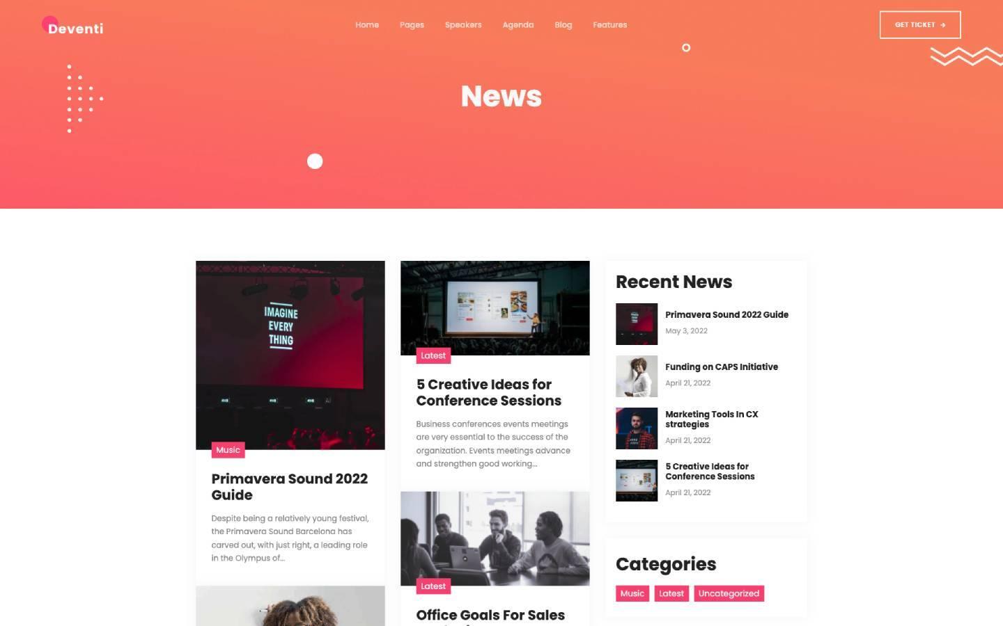 Deventi 128 - Event and Conference Website Template