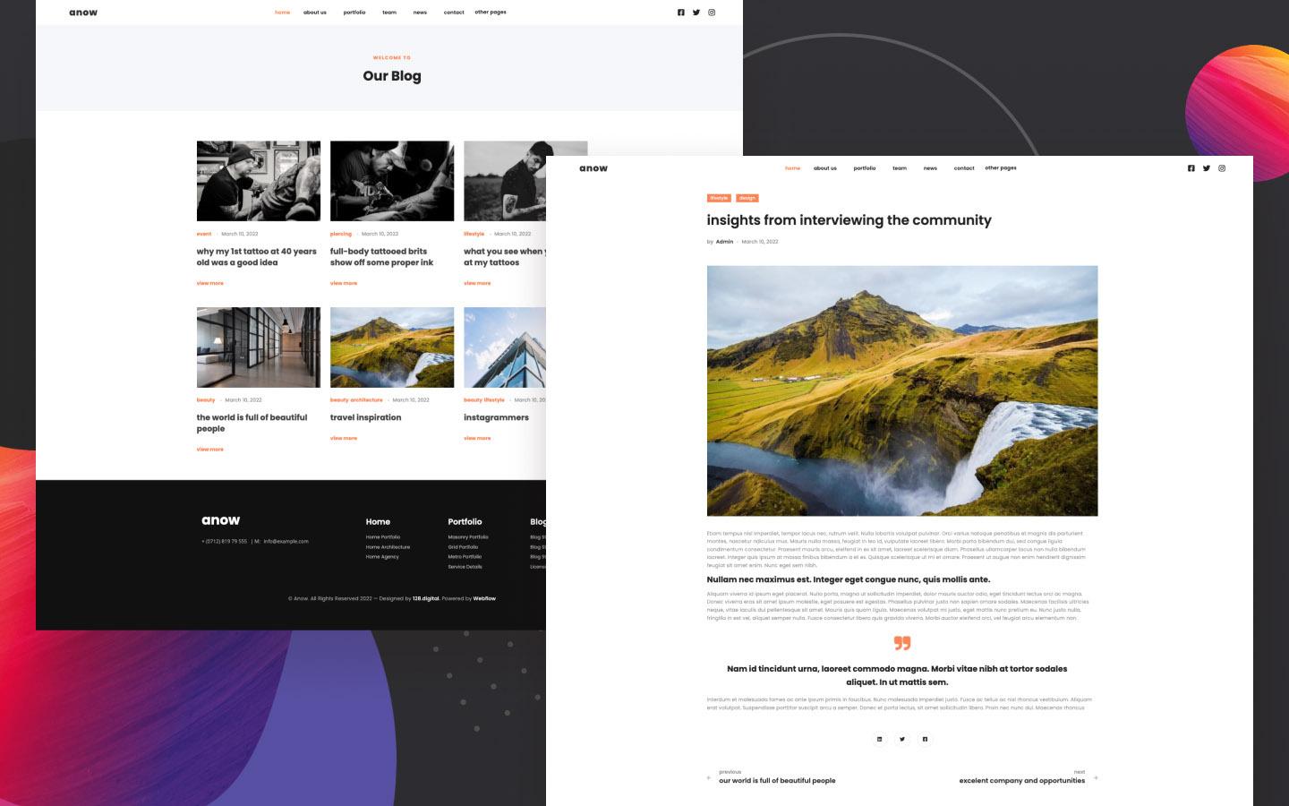 Anow 128 - Portfolio Website Template
