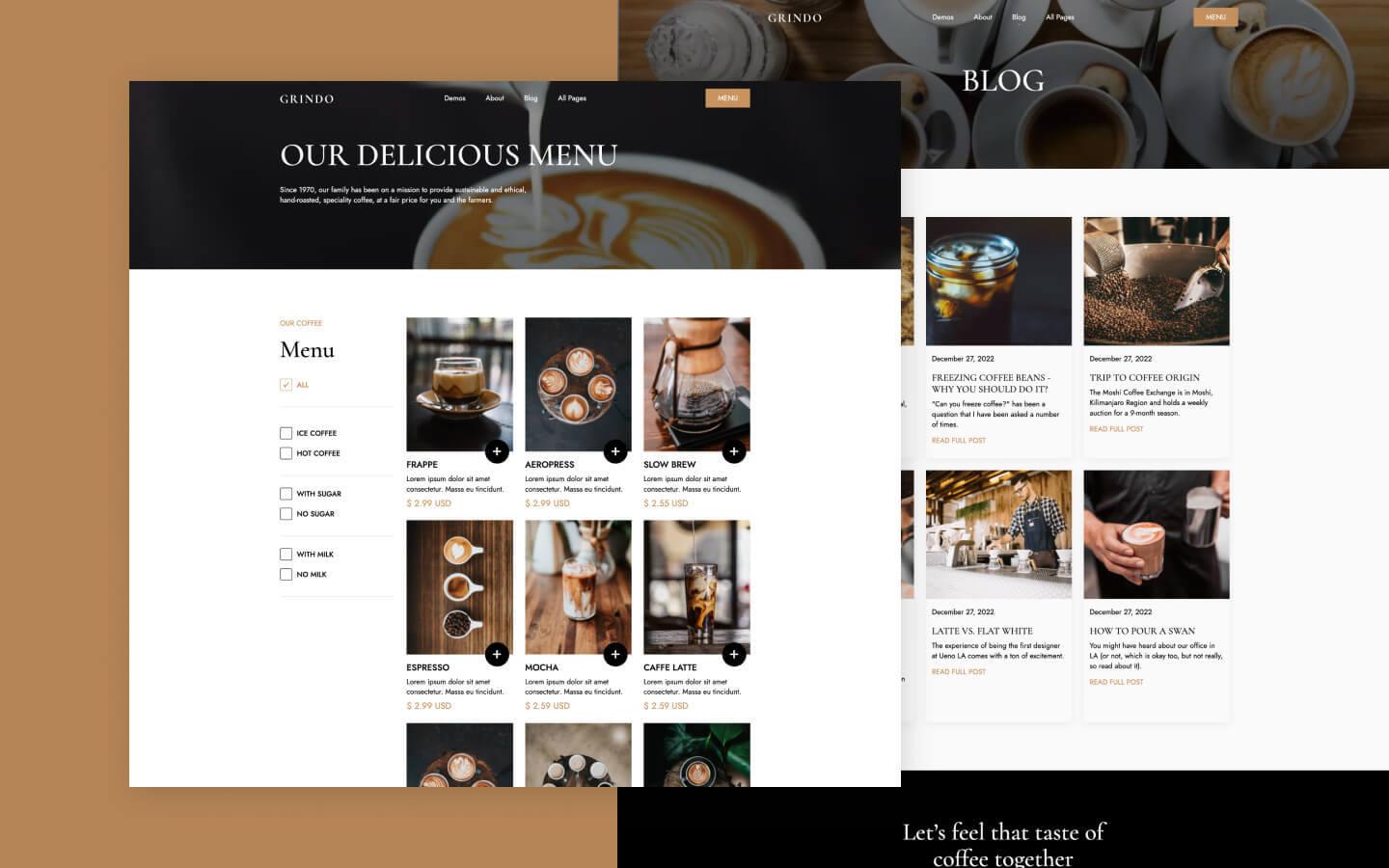 Grindo 128 - Coffee Shop Website Template