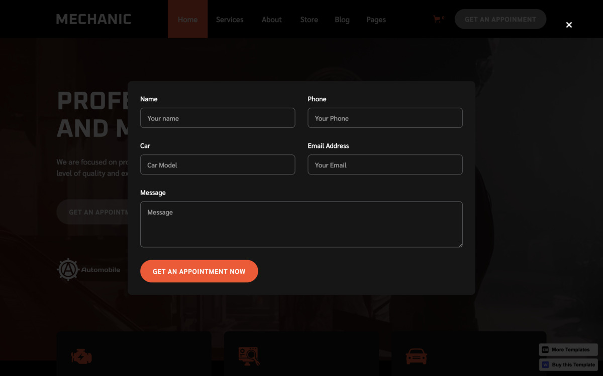 Mechanic 128 webflow popup