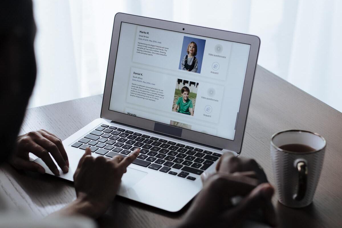 two people watching website