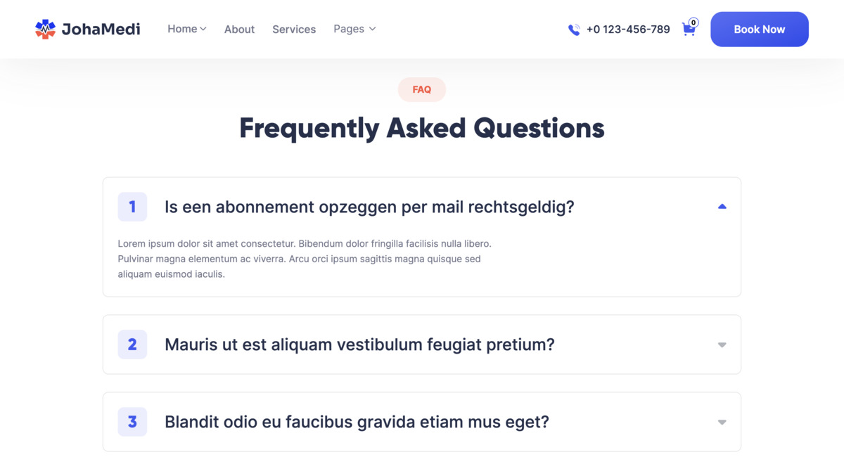 JohaMedi FAQ Webflow Accordion