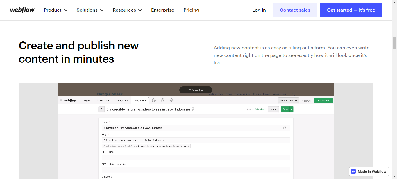 Webflow Editor screenshot 