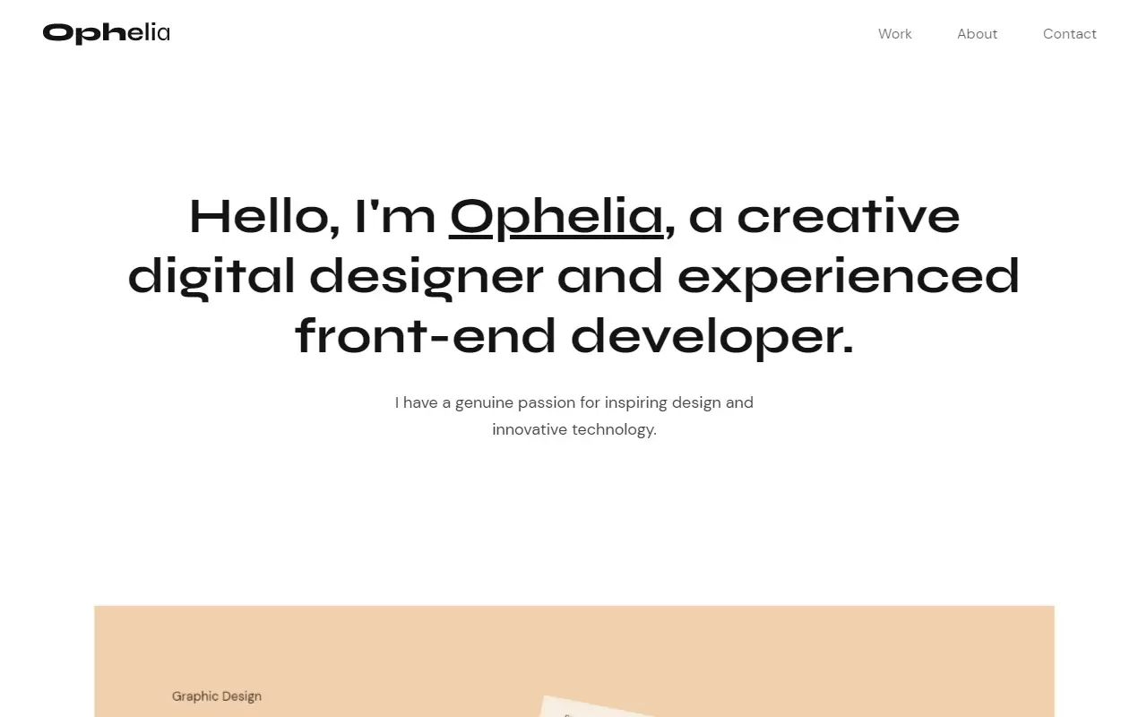 Ophelia Website Interface 