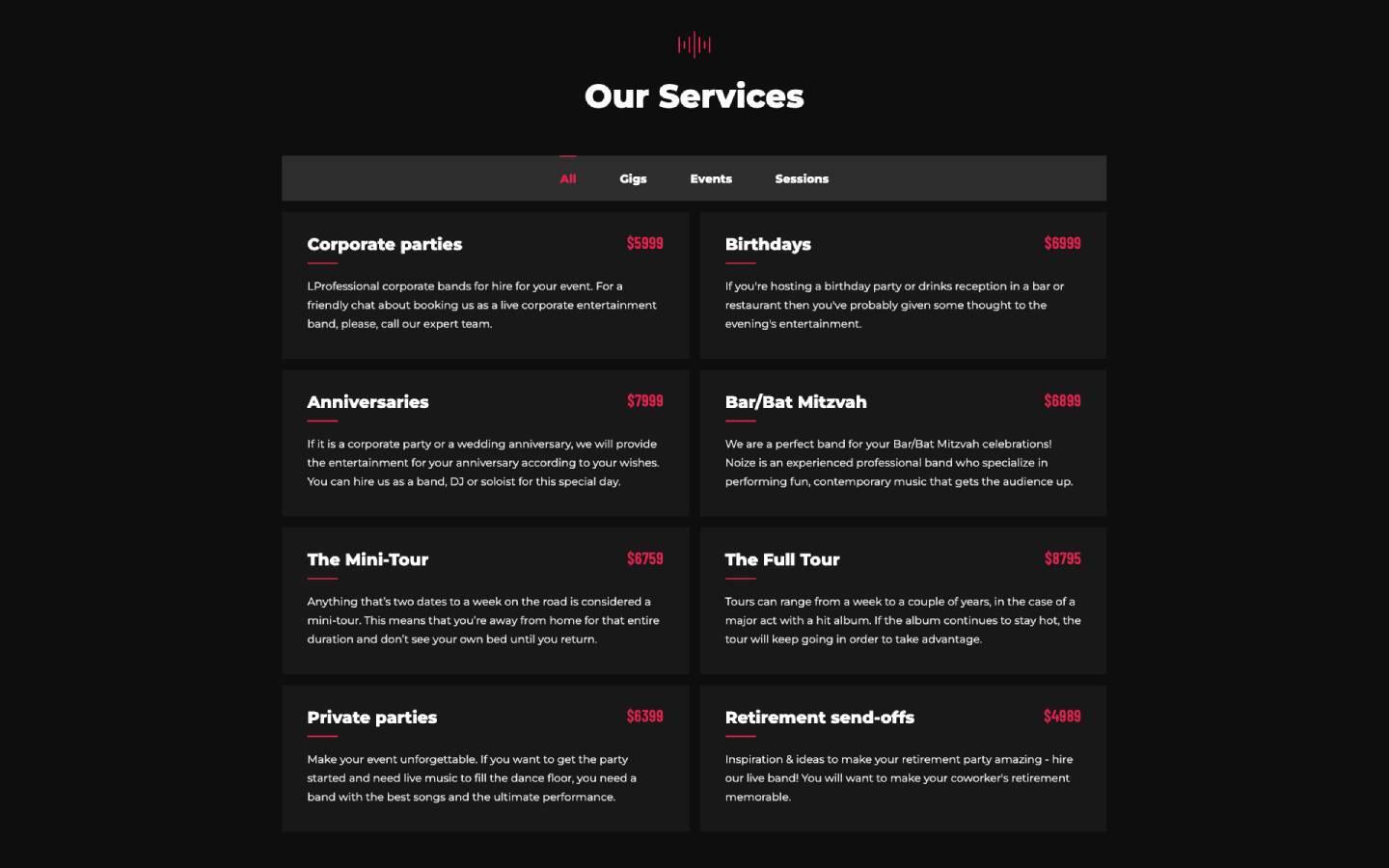 Noize 128 - Music Website Template