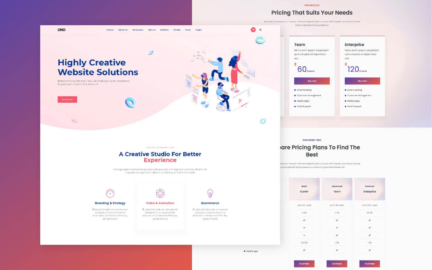 Uno 128 - Landing page and Marketing Website Template