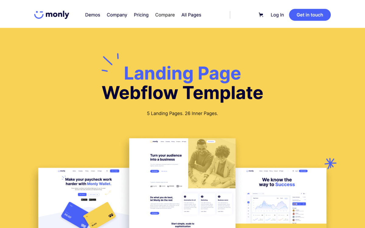 Monly webflow landing page template