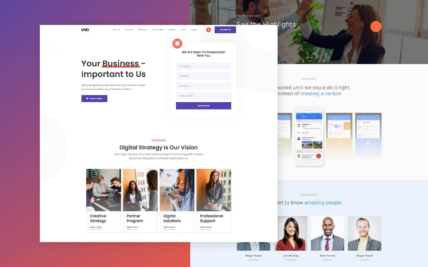 Uno 128 - Landing page and Marketing Website Template