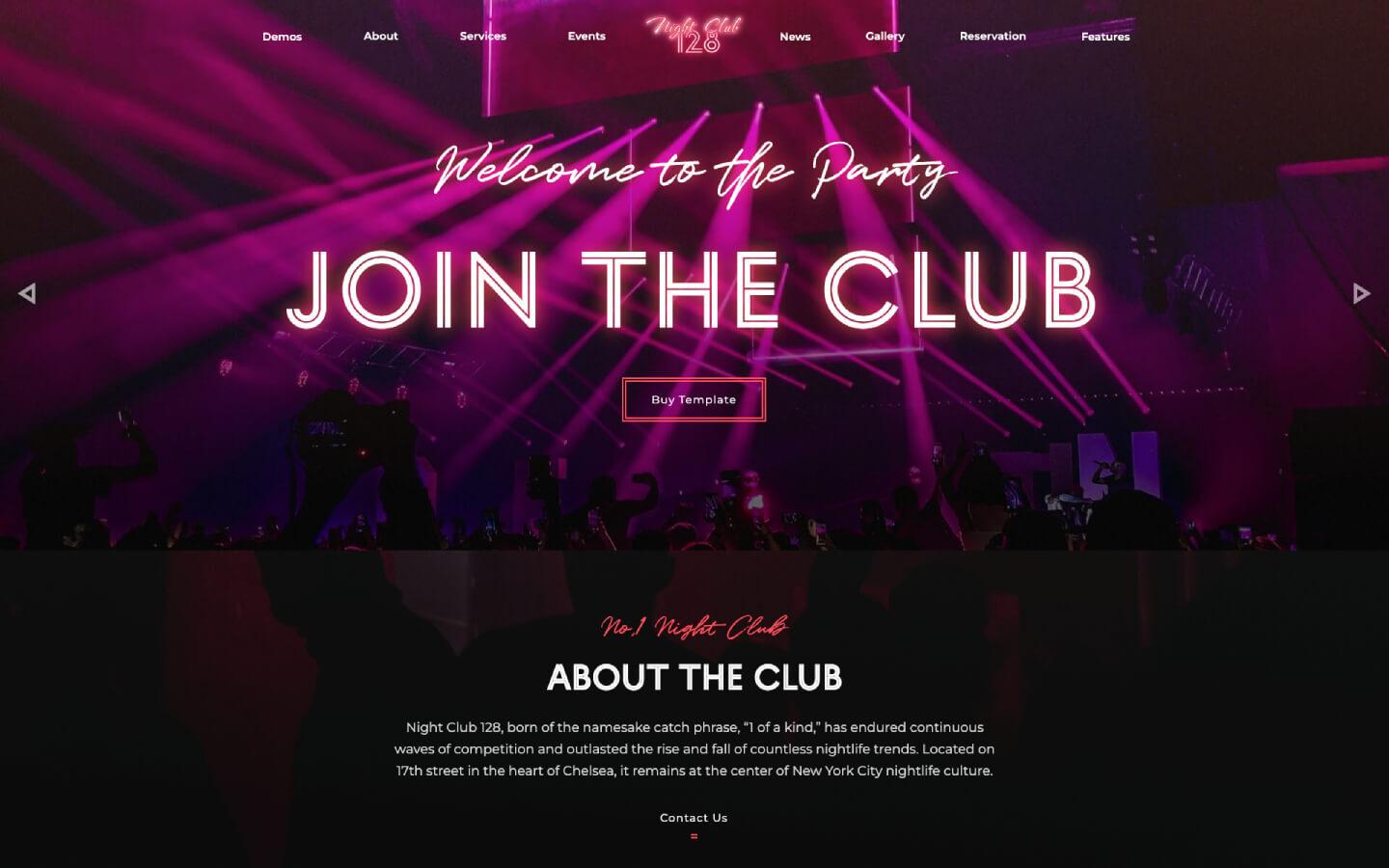 Night Club 128 - Night Club and DJ party Website Template
