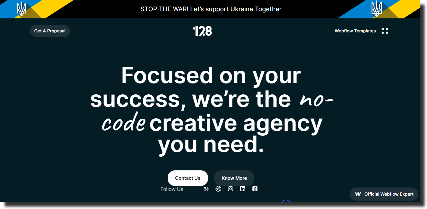 Homepage of website 128.digital