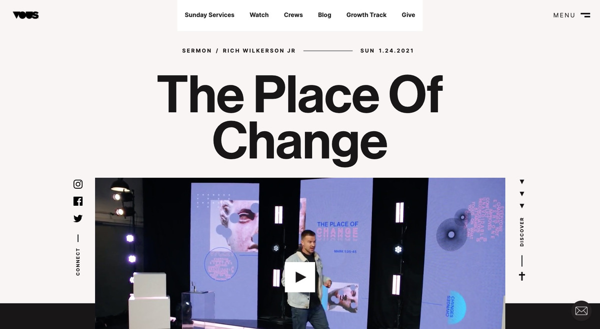 VOUS Church website interface ‍