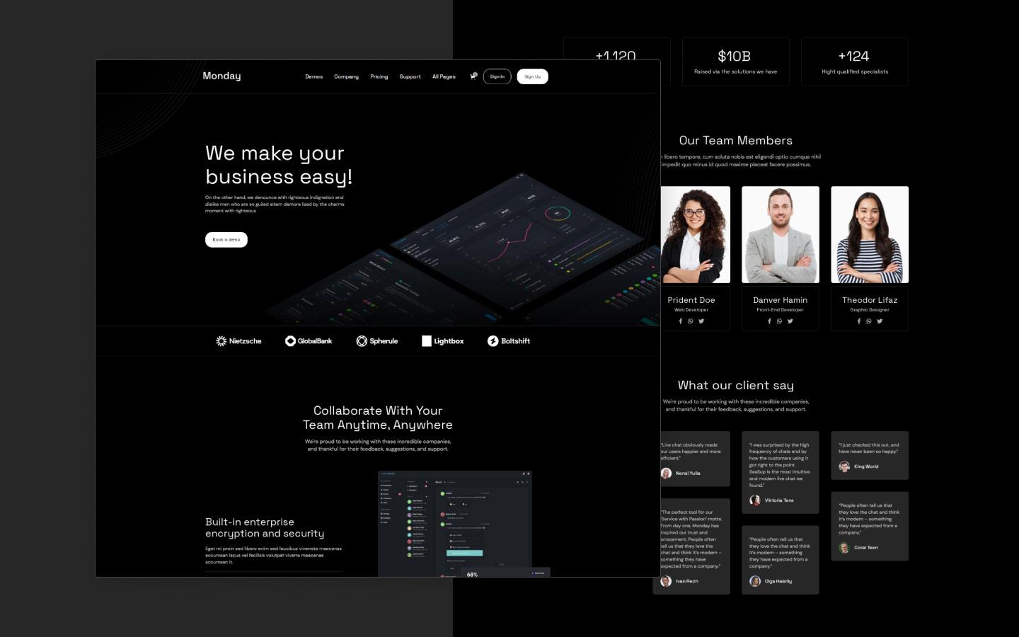 Monday 128 - SaaS Website Template