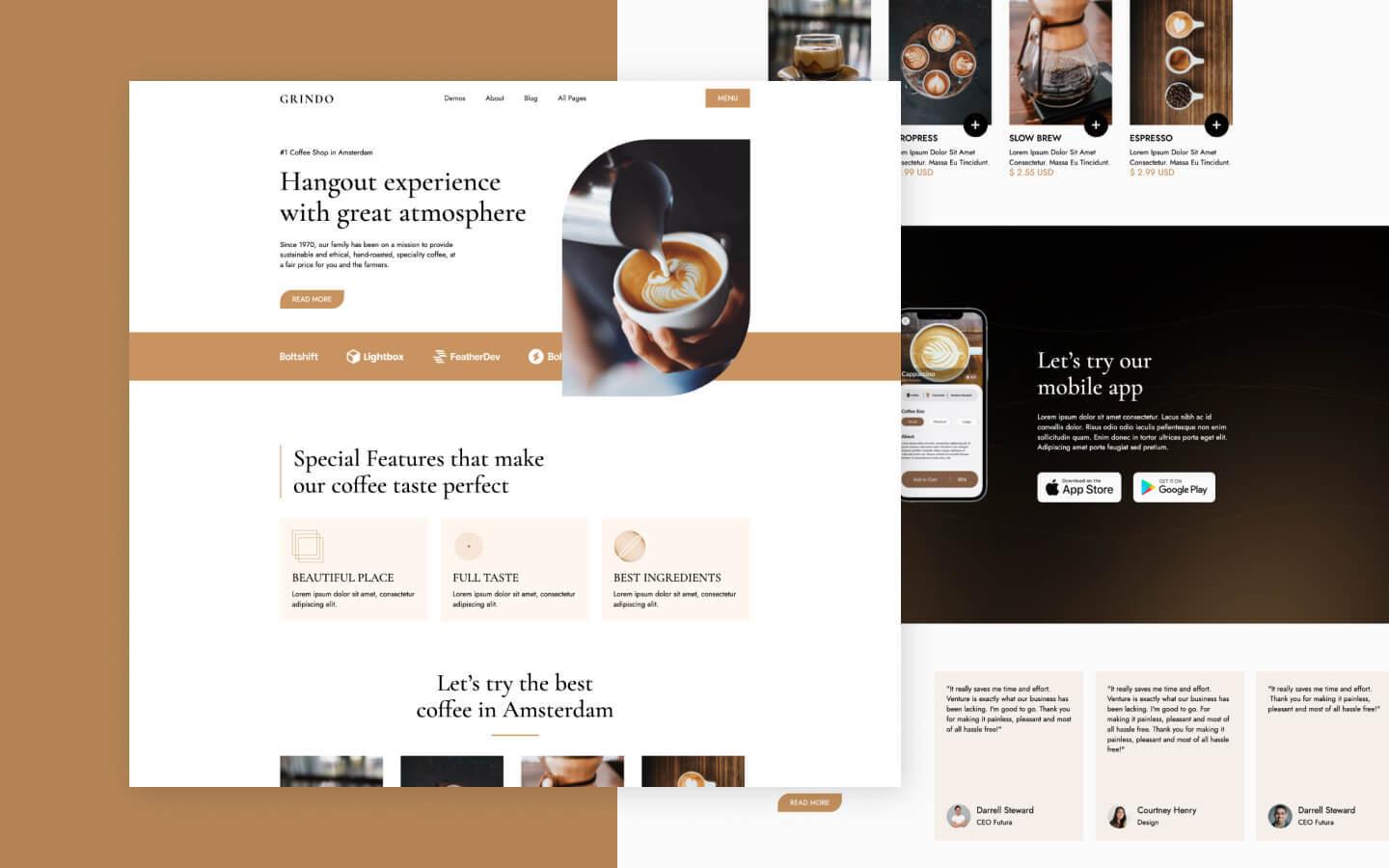Grindo 128 - Coffee Shop Website Template