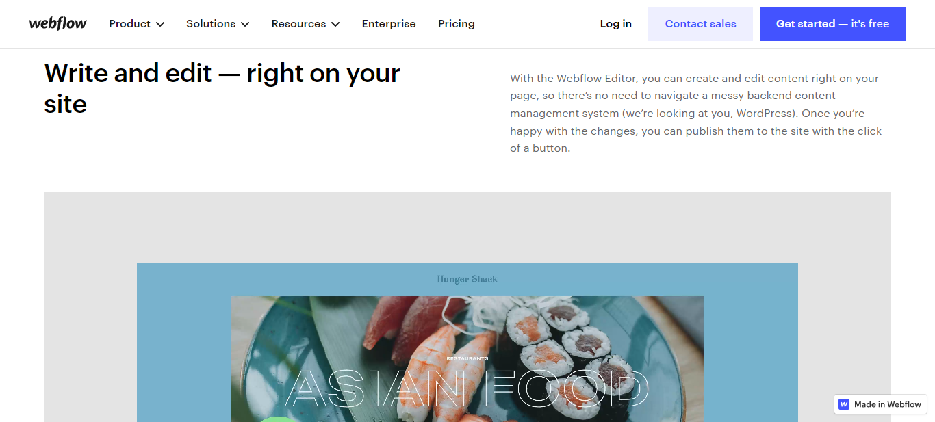 Webflow Editor screenshot 