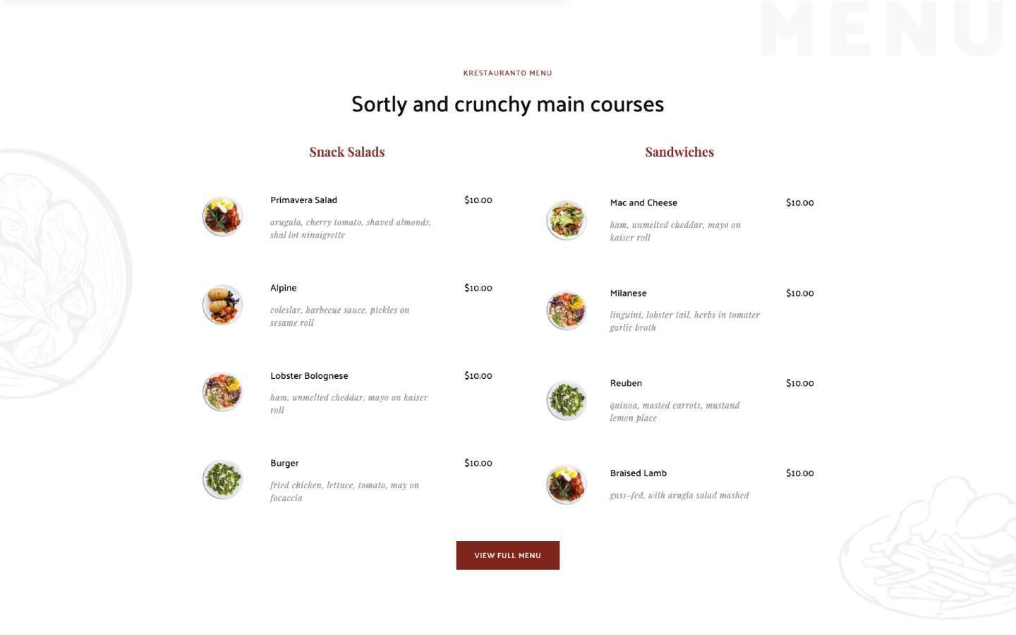 Fine Dining 128 - Restaurant Website Template