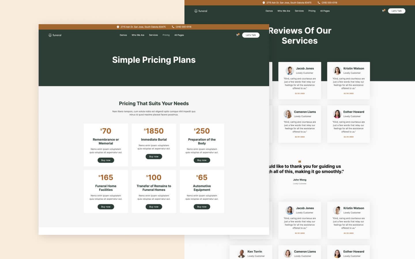 Funeral 128 - Funeral Services Website Template