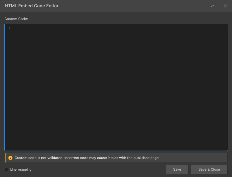 HTML Embed Code Editor in webflow