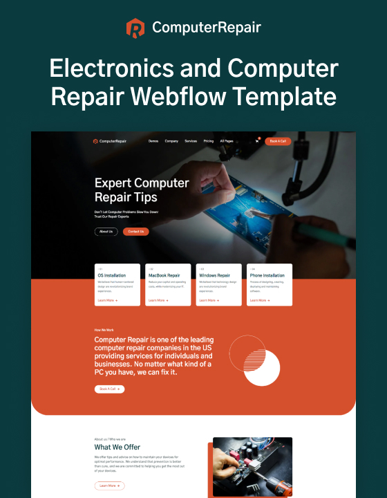 Computer Repair 128 - Electronics and Computer Repair Webflow Template
