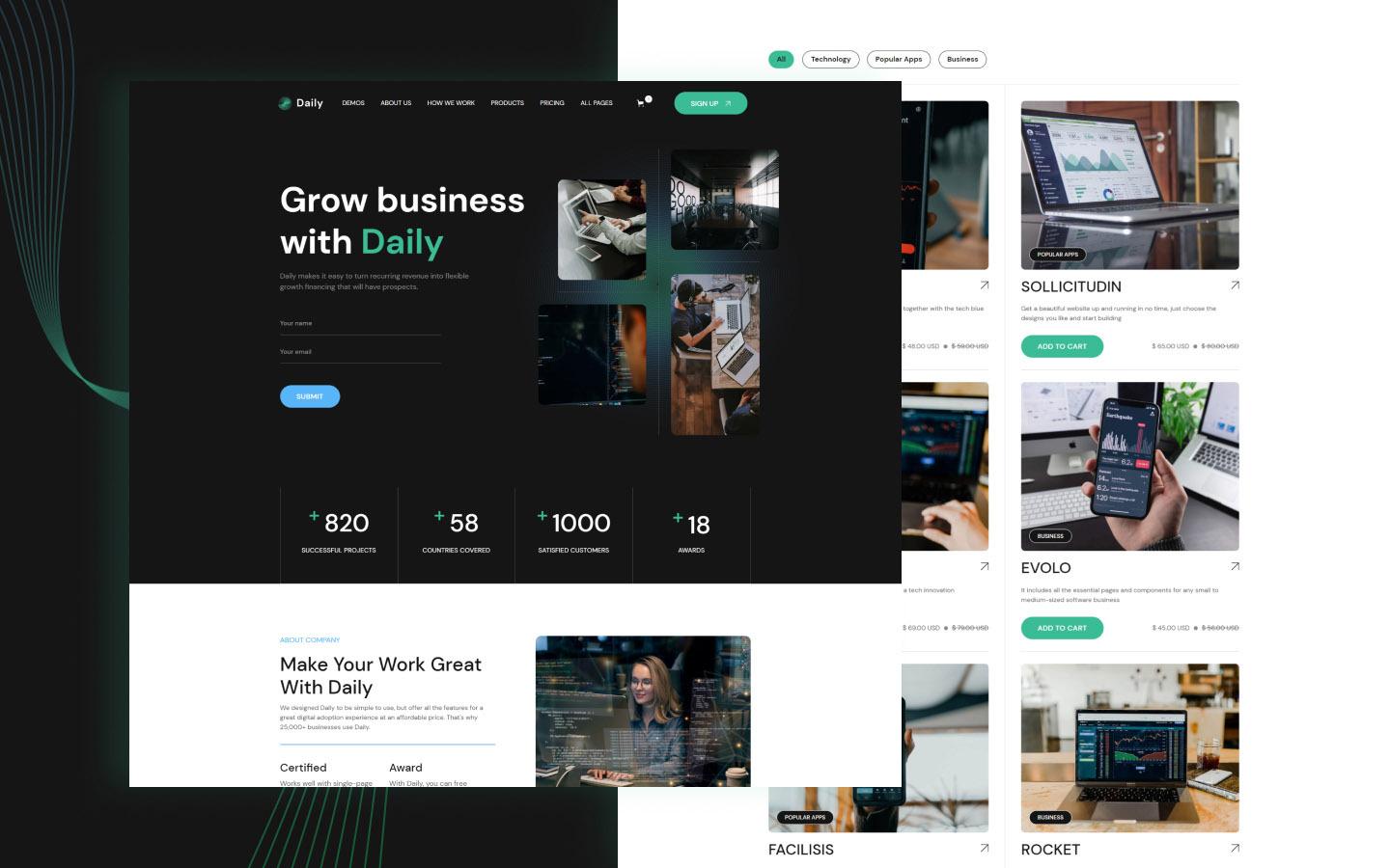 Daily 128 - Landing Page Website Template