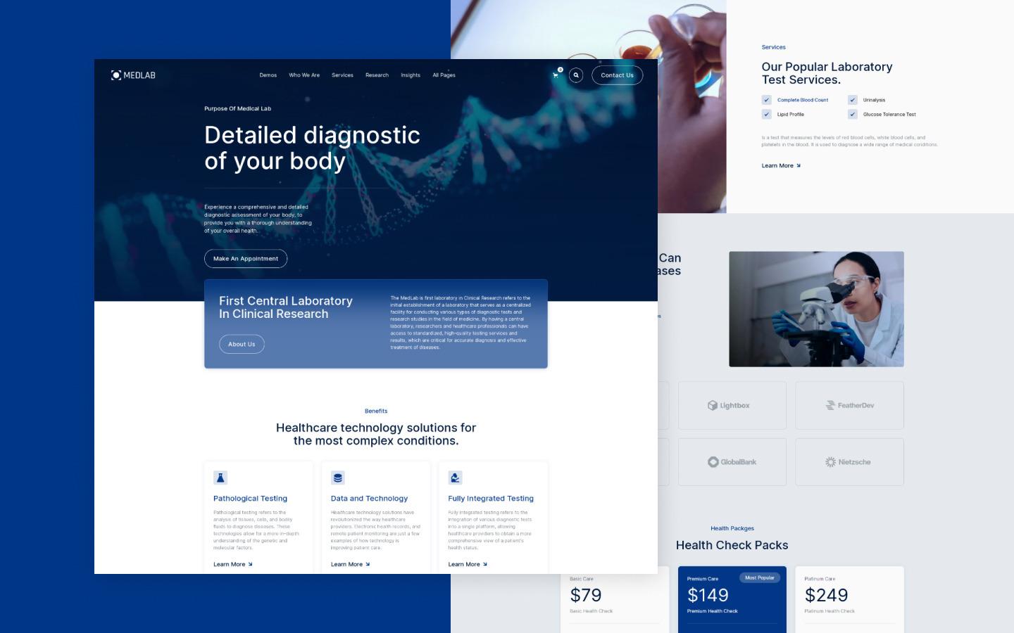 Medlab 128 - Medical Laboratory and Sciense Research Website Template