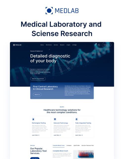 Medlab 128 - Medical Laboratory and Sciense Research Website Template
