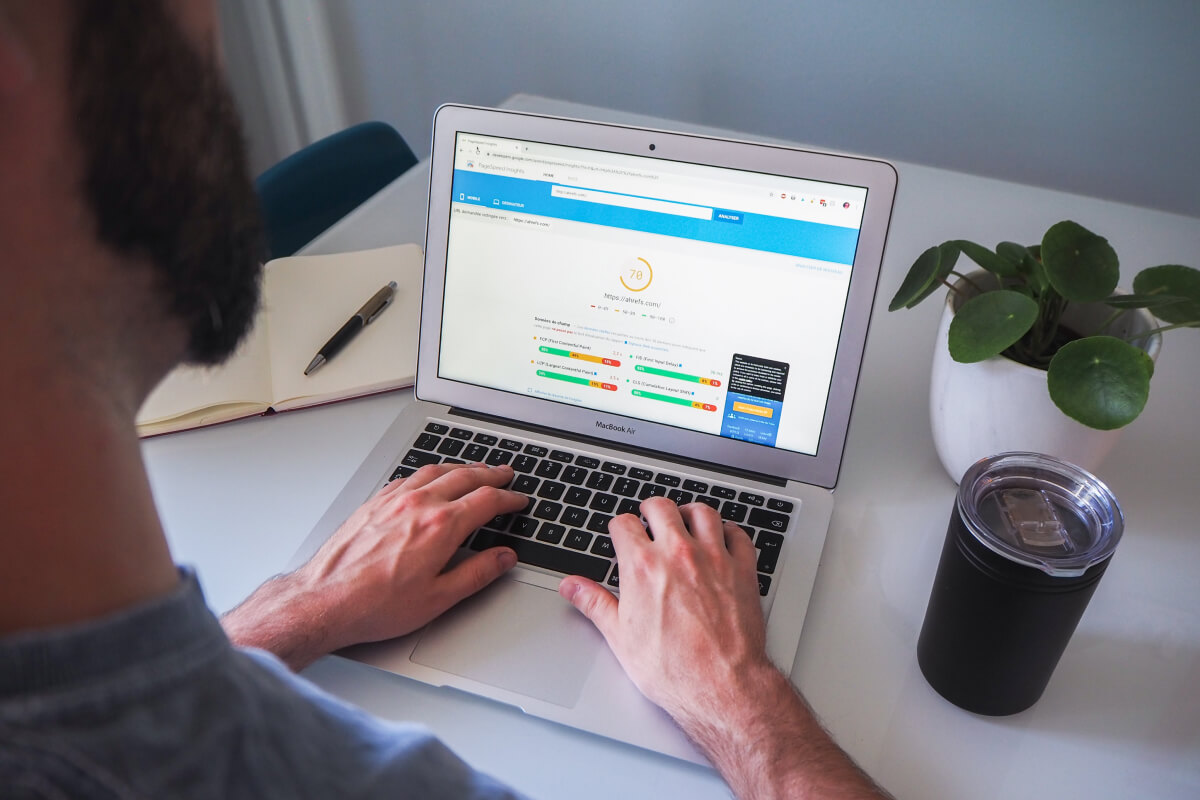 man checking google page speed