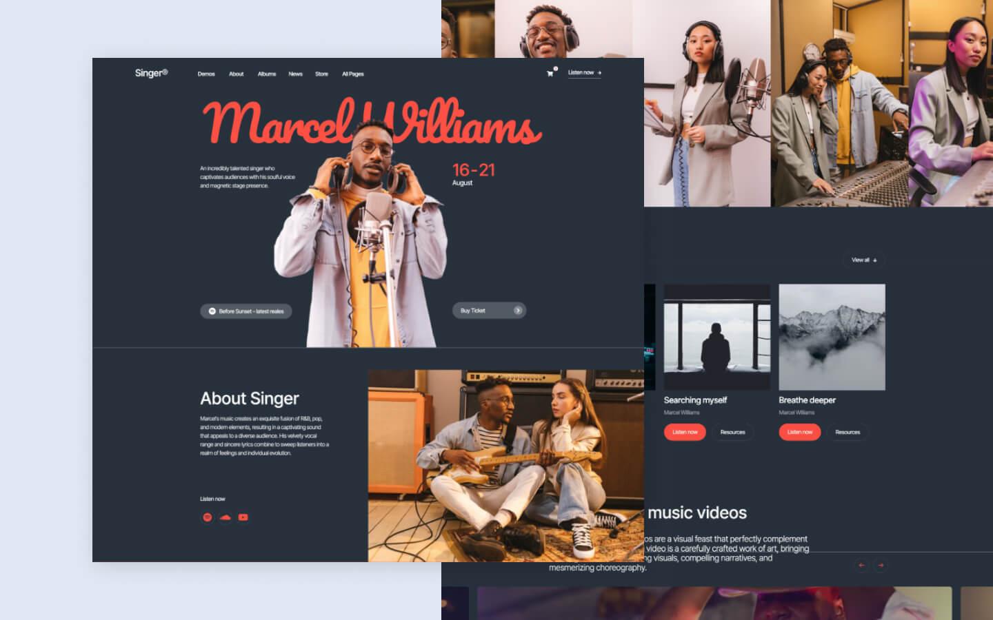 Singer 128 - Music Band and Singer Website Template