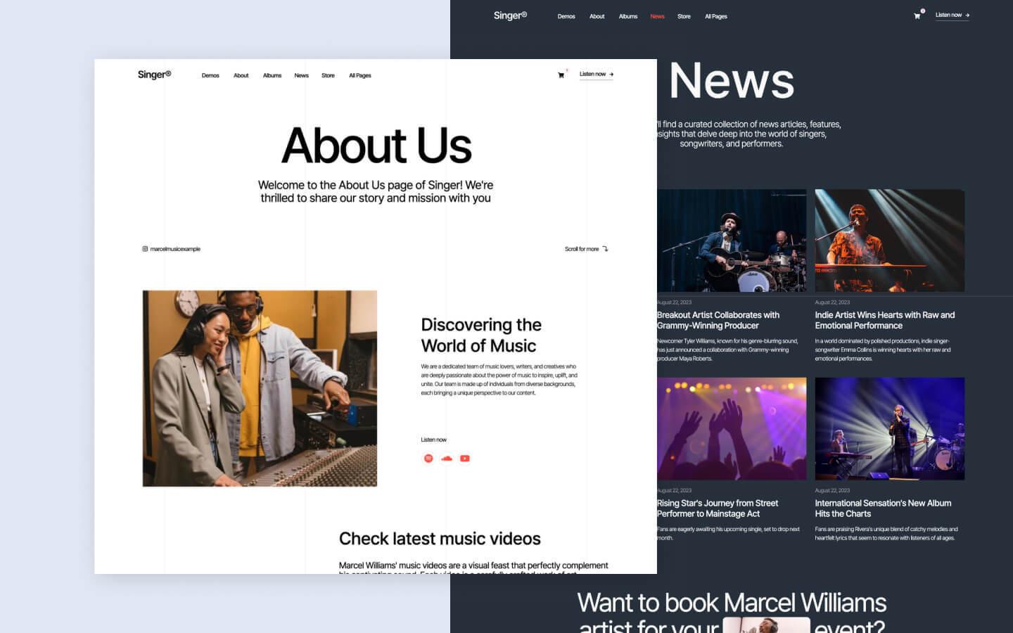 Singer 128 - Music Band and Singer Website Template