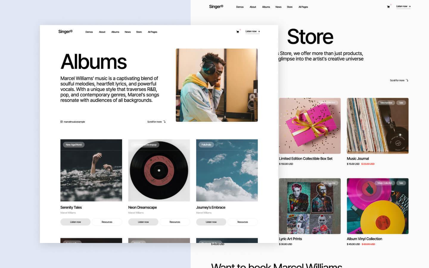 Singer 128 - Music Band and Singer Website Template