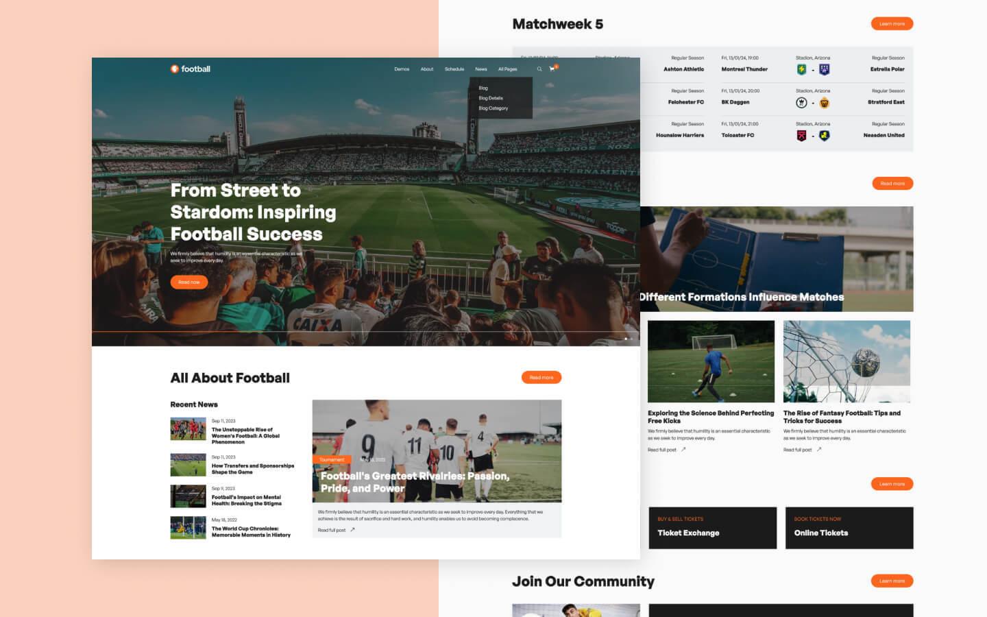 Football 128 - Soccer and Football Sport Club Website Template