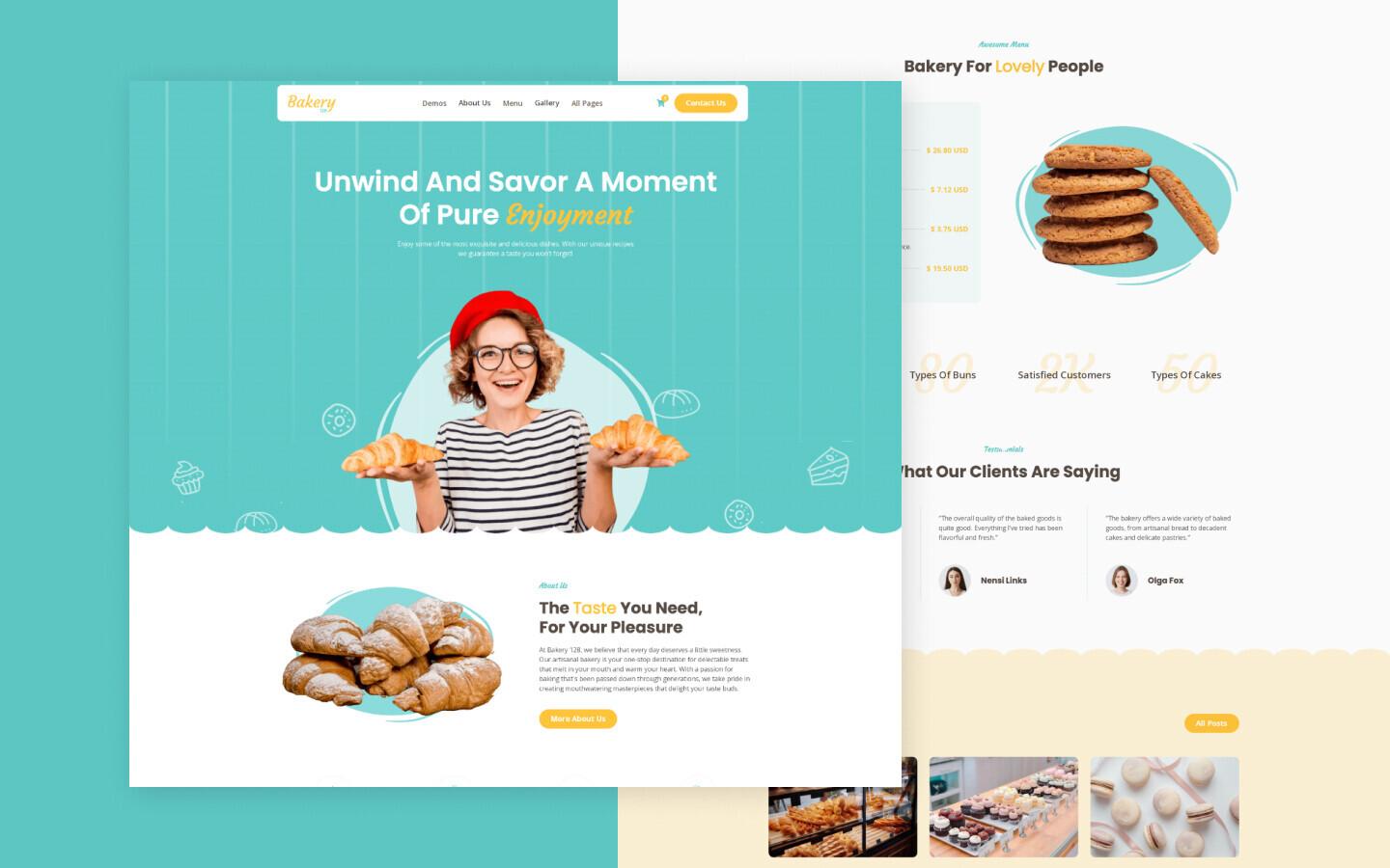 Bakery 128 - Pastry, Sweets and Cookies Website Template