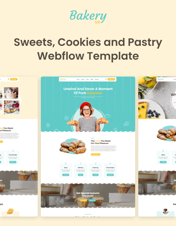 Bakery 128 - Pastry, Sweets and Cookies Website Template