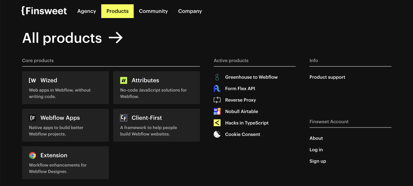 finsweet webflow extension