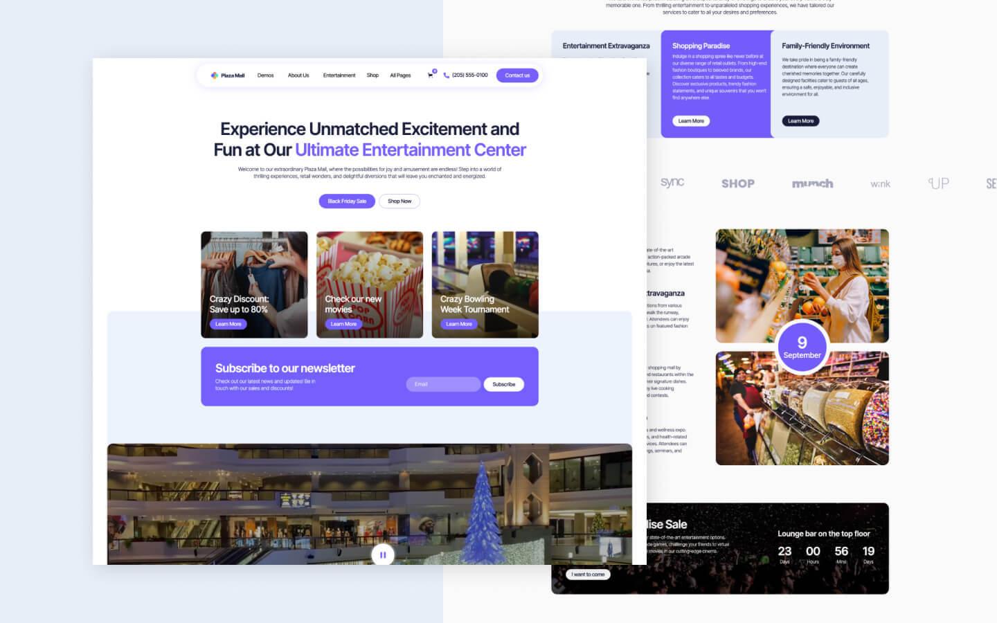 Plaza Mall 128 - Entertainment Center and Shopping Mall Website Template