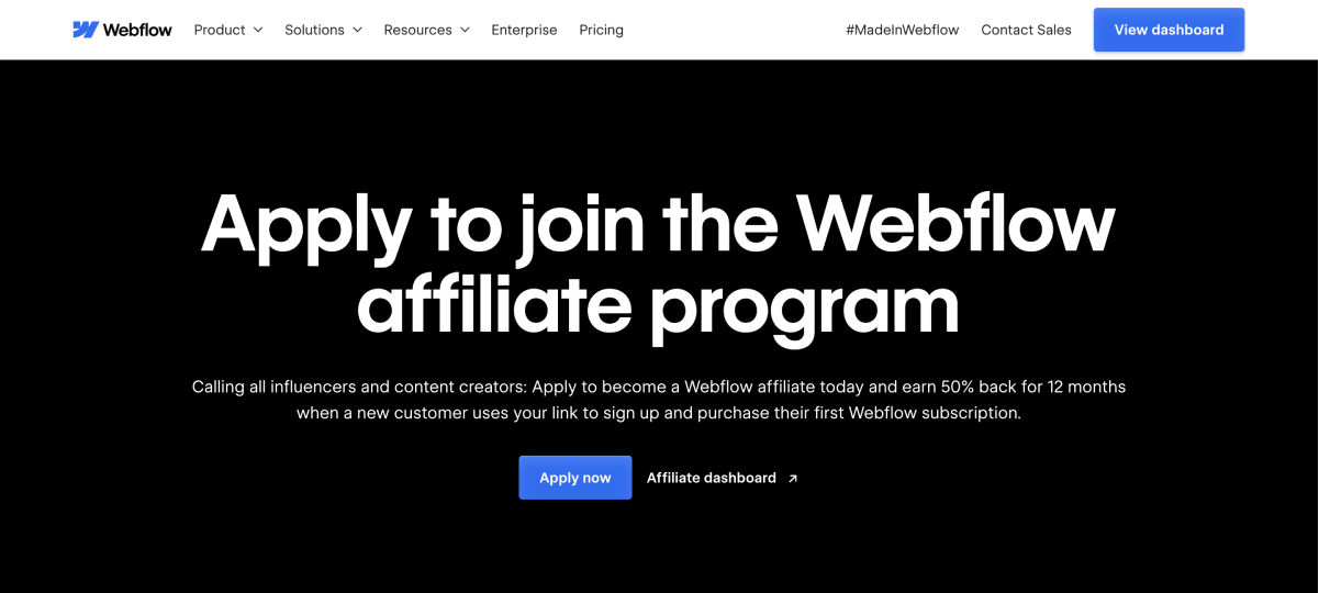 webflow affiliate program