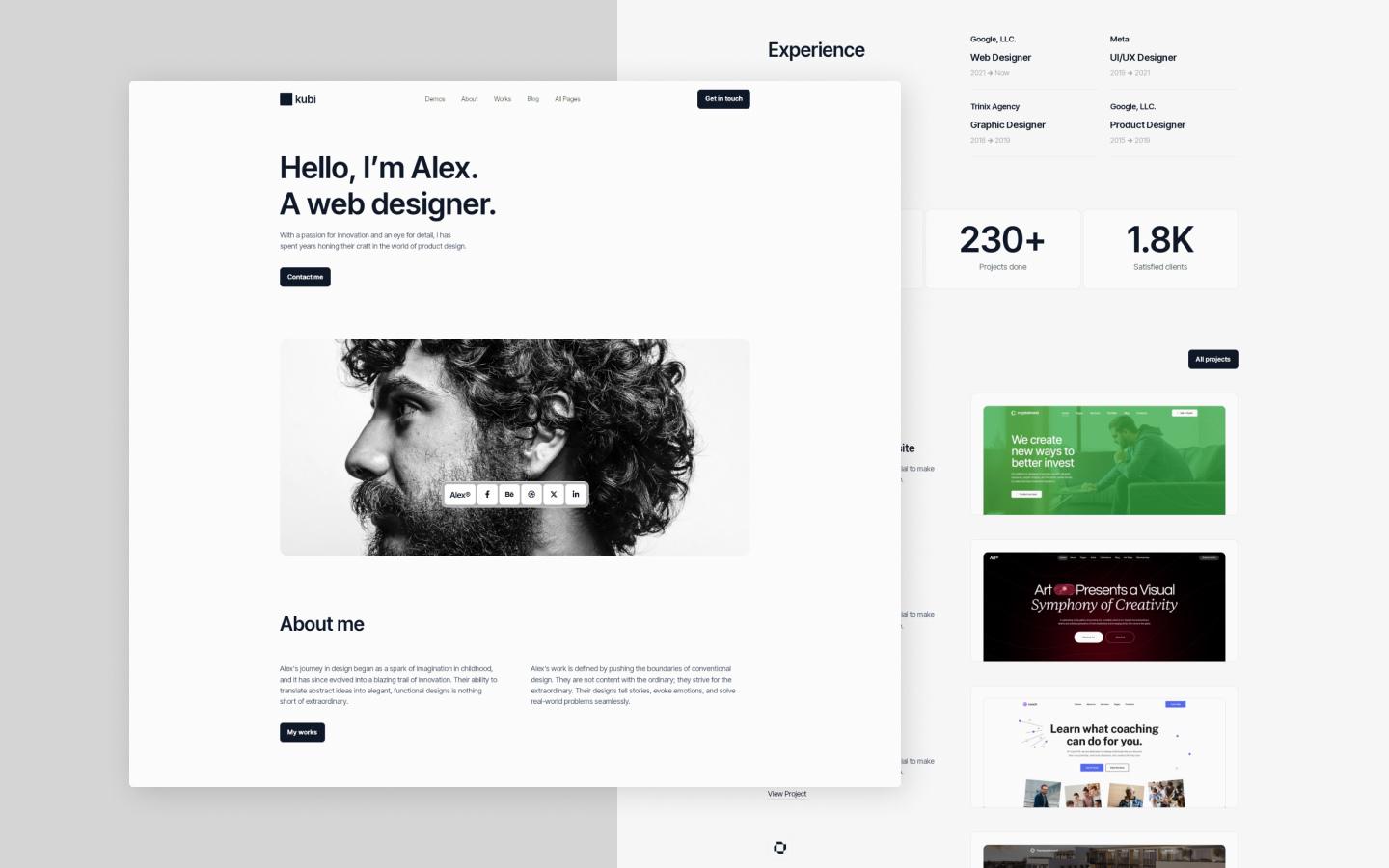Kubi 128 - Minimal Portfolio Website Template