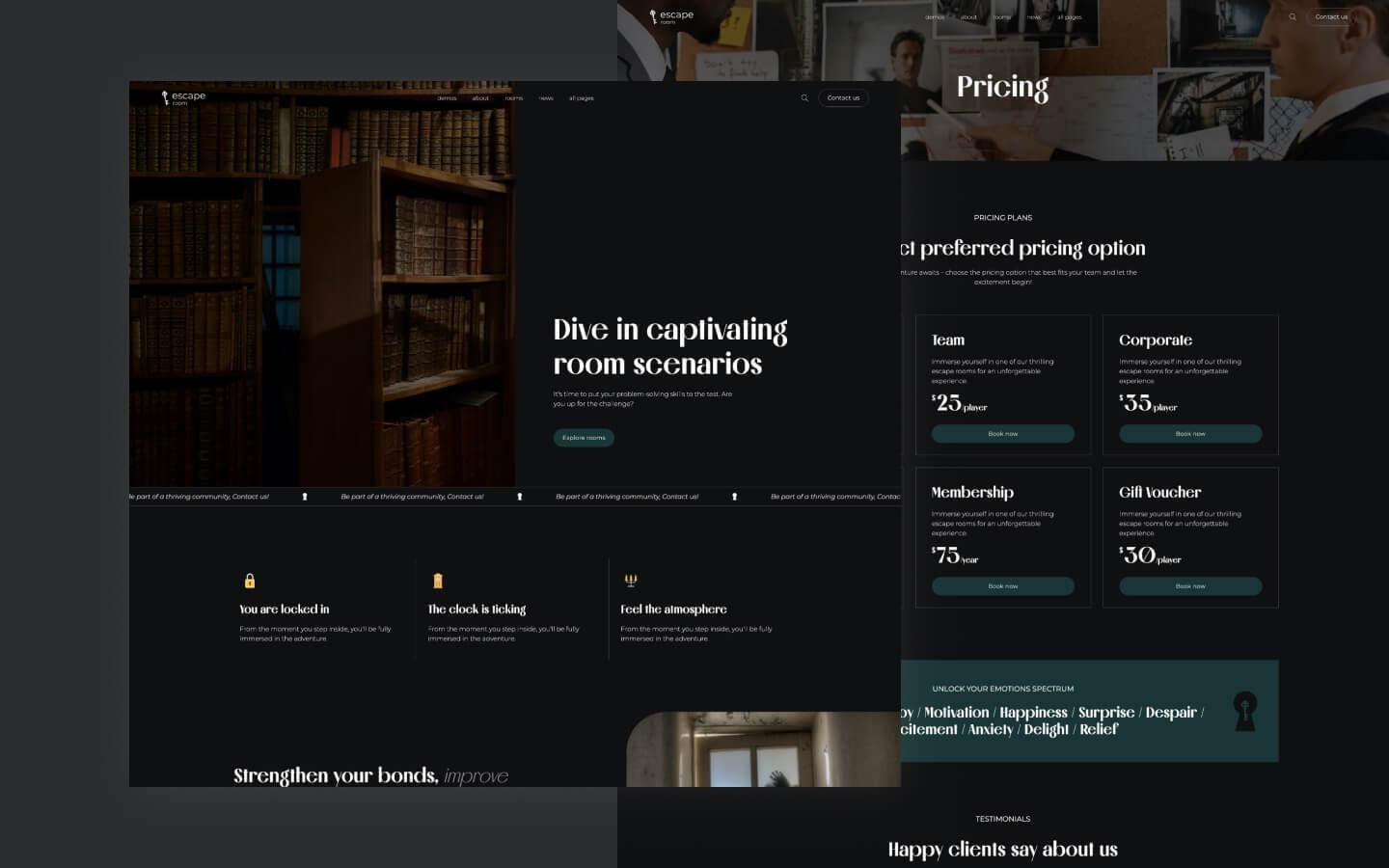 Escape Room 128 - Escape Room Game Website Template