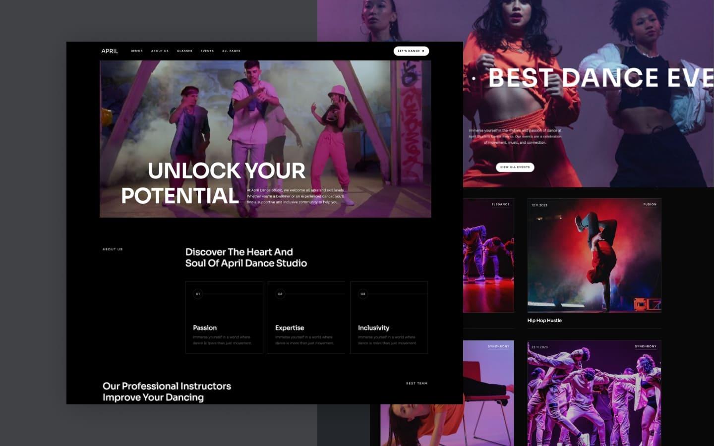 April 128 - Dance Studio Website Template