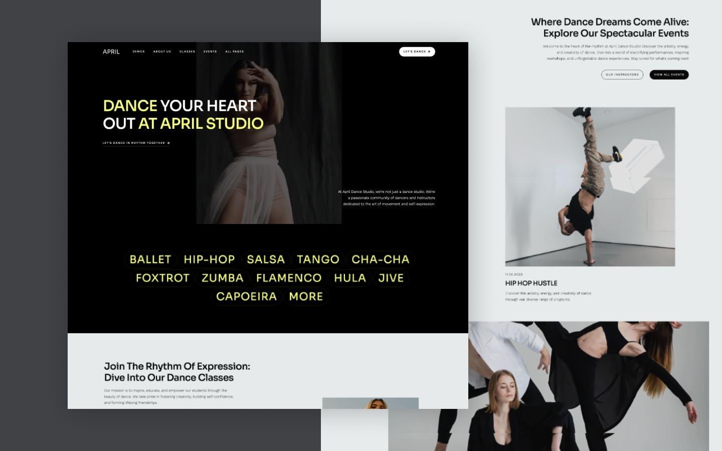 April 128 - Dance Studio Website Template
