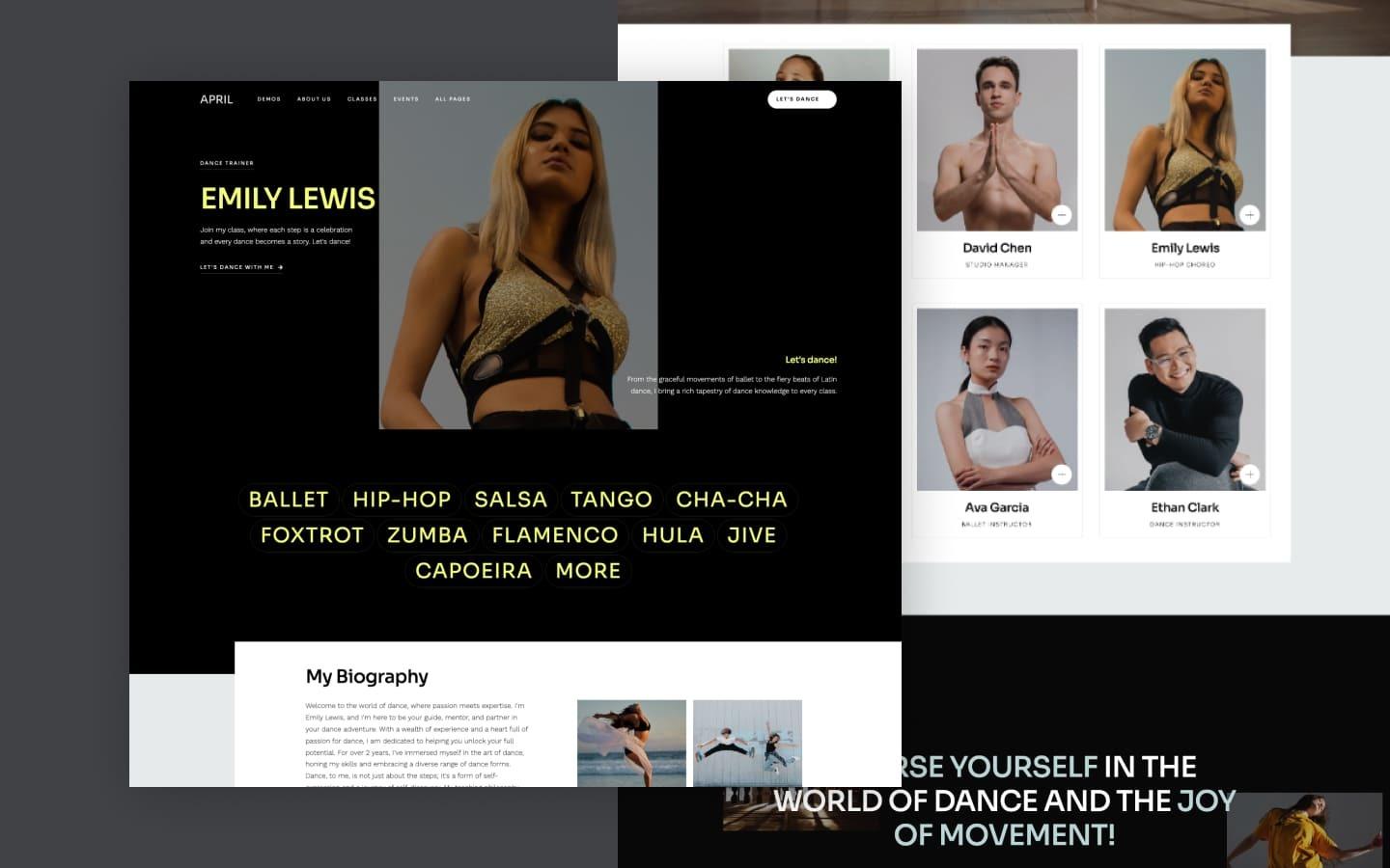 April 128 - Dance Studio Website Template