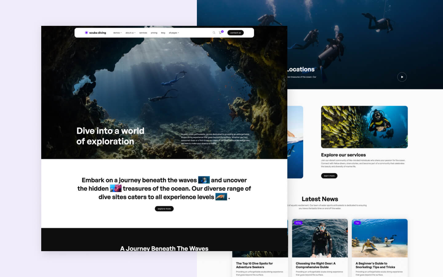 Scuba Diving 128 - Scuba Diving School and Water Sports Website Template