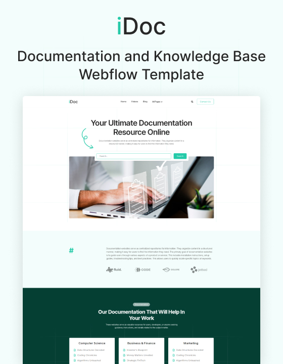 iDoc 128 - Documentation and Knowledge Base Website Template