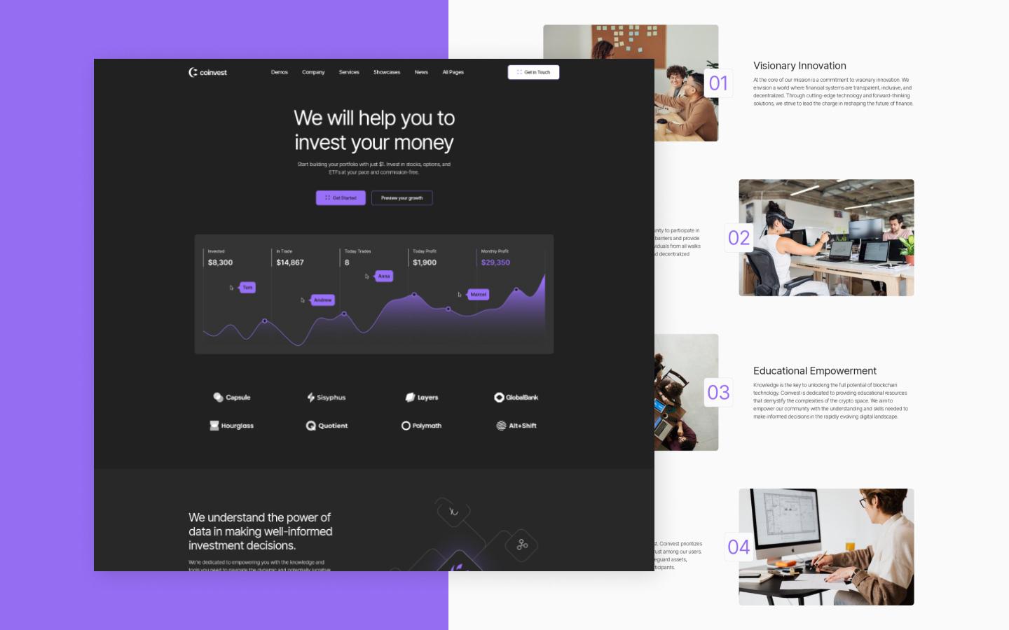 Coinvest 128 - Investments and Finance Consulting Website Template