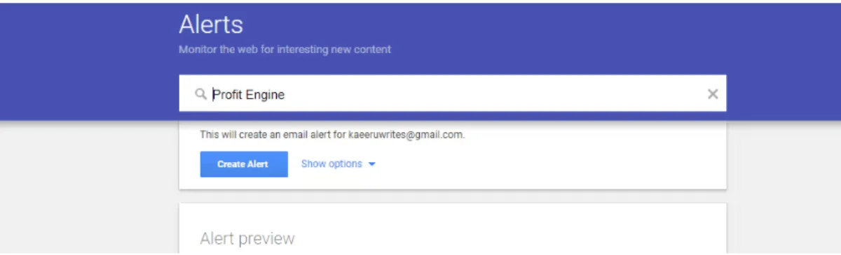 Google Alerts Homepage