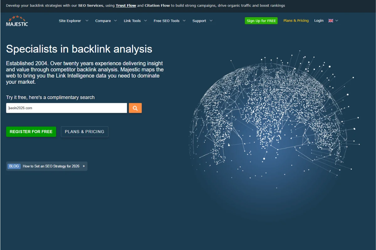 Majestic SEO Homepage