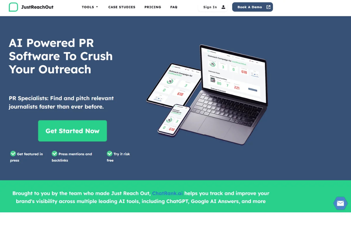 JustReachOut Homepage