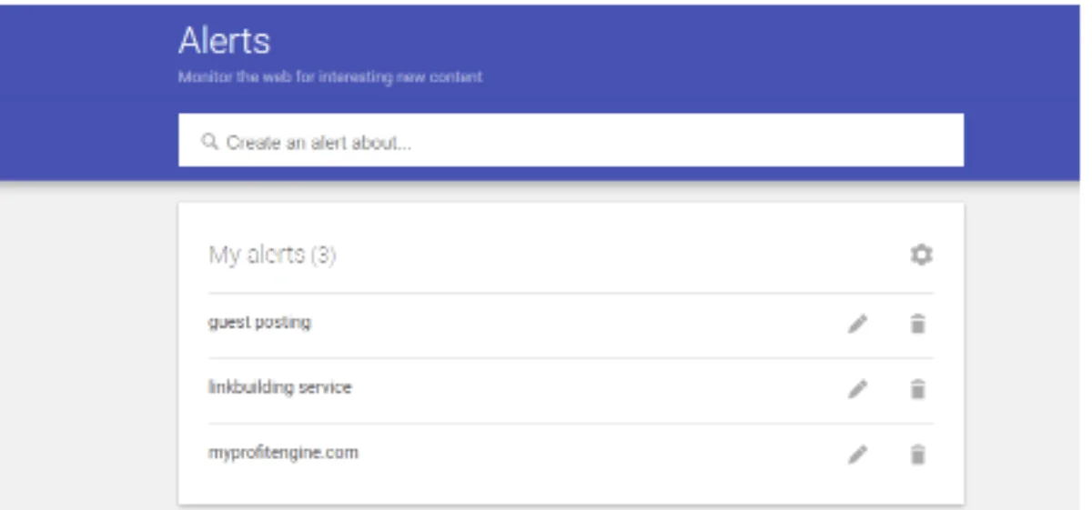 Google Alerts Homepage