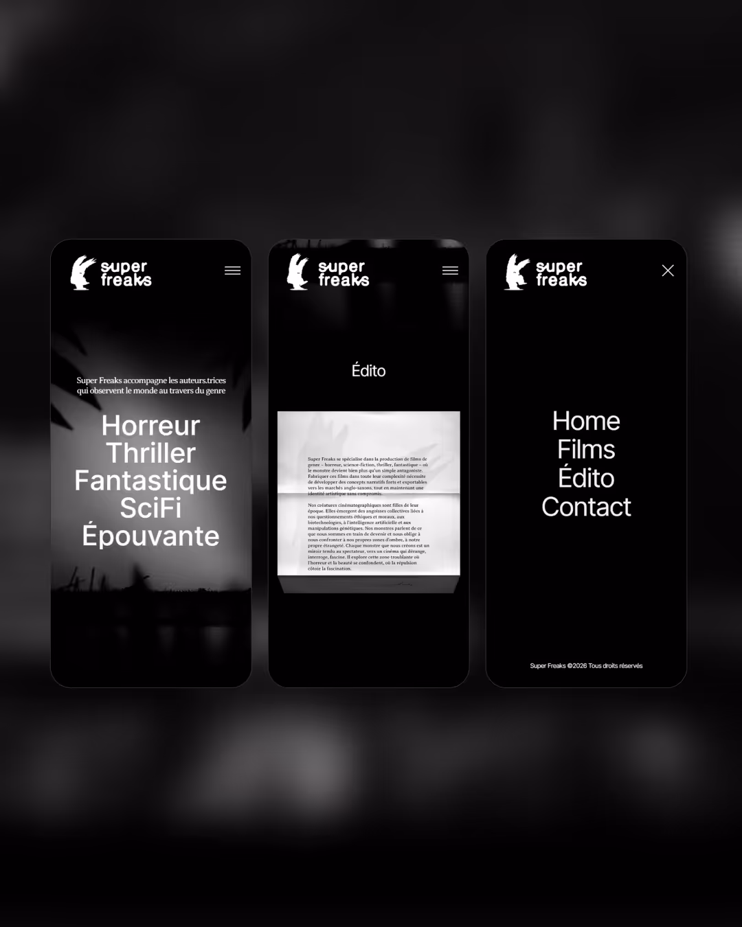 Super Freaks société production cinema logo branding