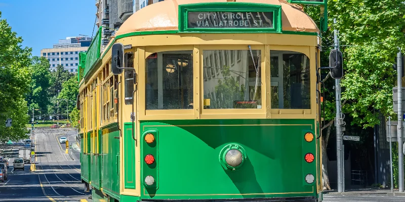 Melbourne tram travelling on City Circle route.